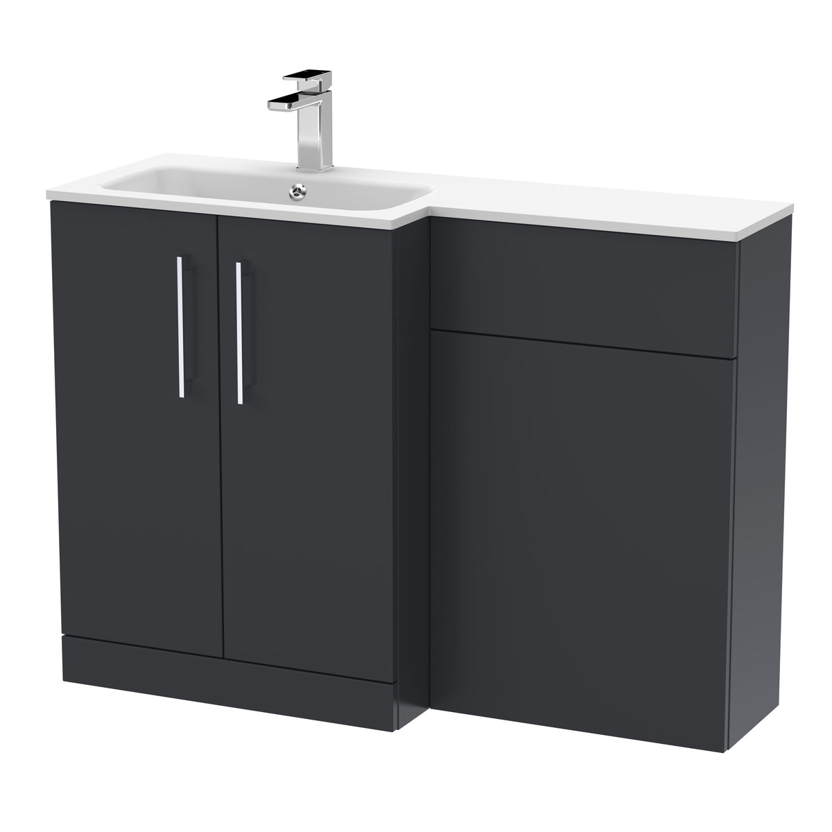Nuie Arno 1100mm 2 Door Floor Standing Combination Vanity & WC Unit With L-Shaped Basin, photo 3