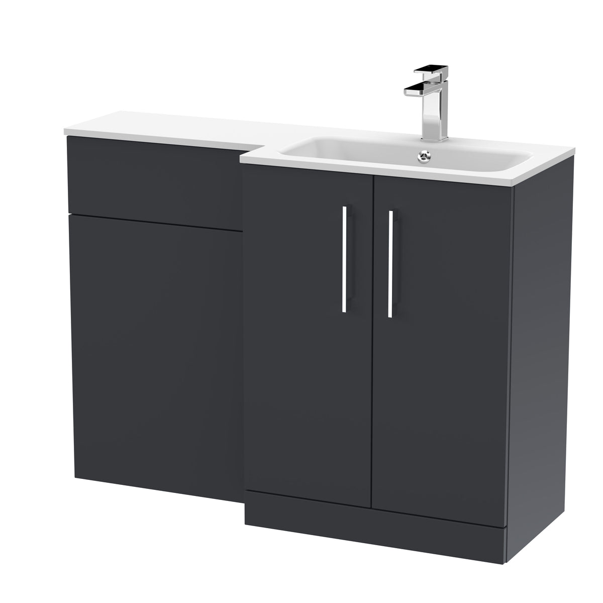 Nuie Arno 1100mm 2 Door Floor Standing Combination Vanity & WC Unit With L-Shaped Basin, photo 12