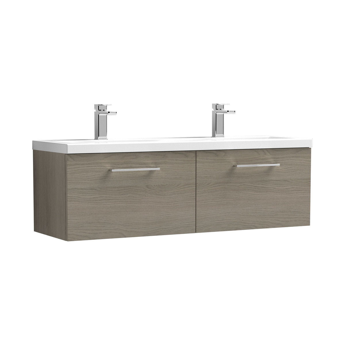 Nuie Arno 1200mm 2 Drawer Wall Hung Twin Vanity Unit With Basin, photo 5