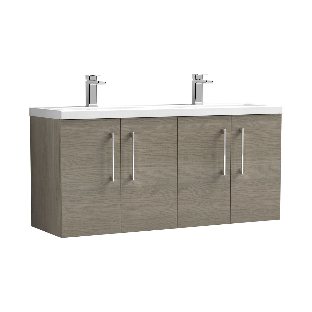 Nuie Arno 1200mm 4 Door Wall Hung Twin Vanity Unit With Basin, photo 5