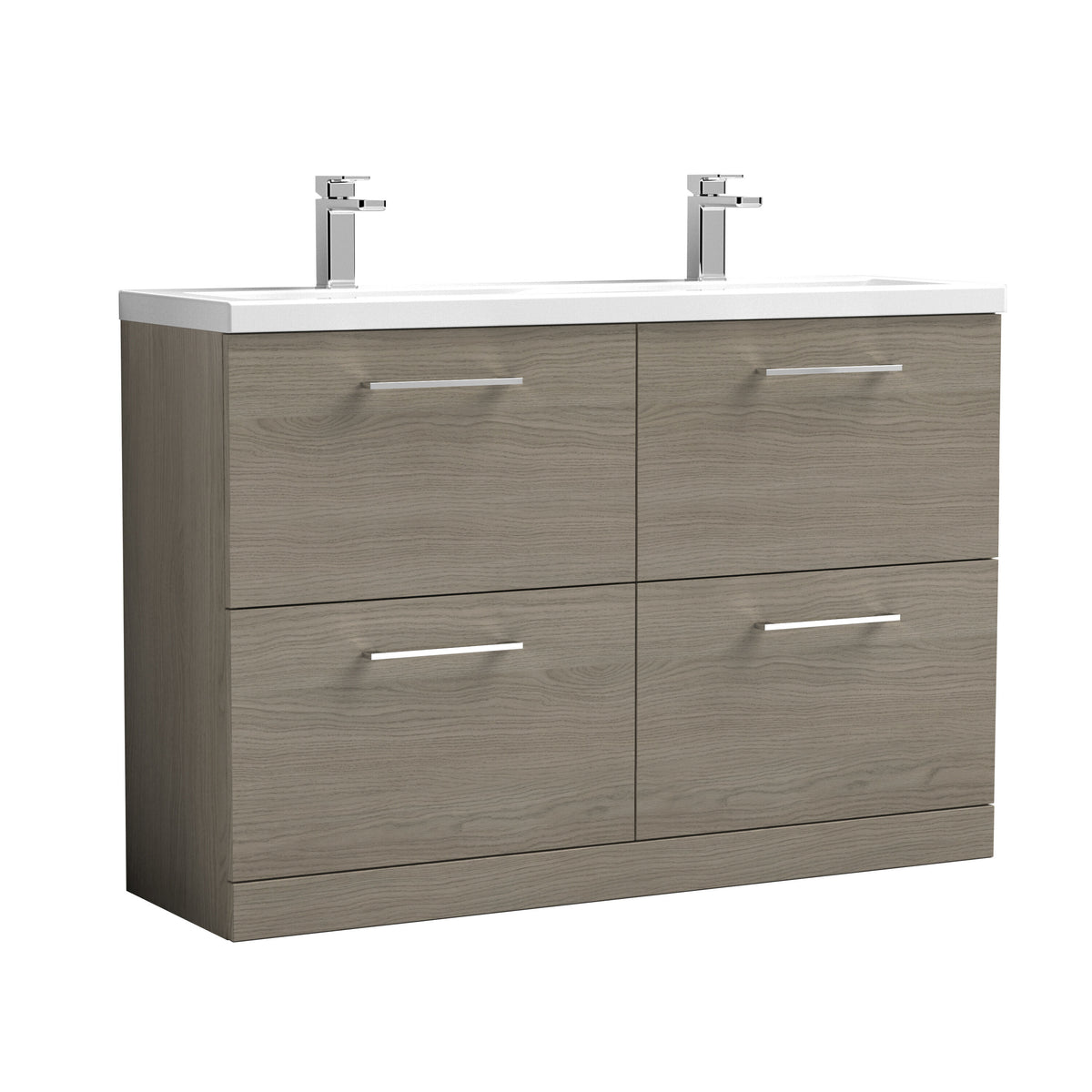 Nuie Arno 1200mm 4 Drawer Floor Standing Twin Vanity Unit With Basin, photo 5
