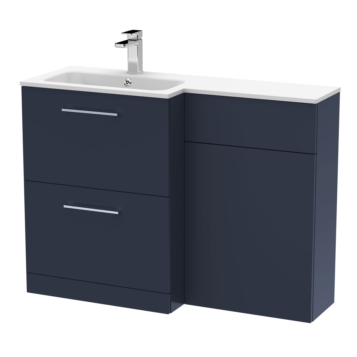 Nuie Arno 1100mm 2 Drawer Floor Standing Combination Vanity & WC Unit With L-Shaped Basin, photo 5