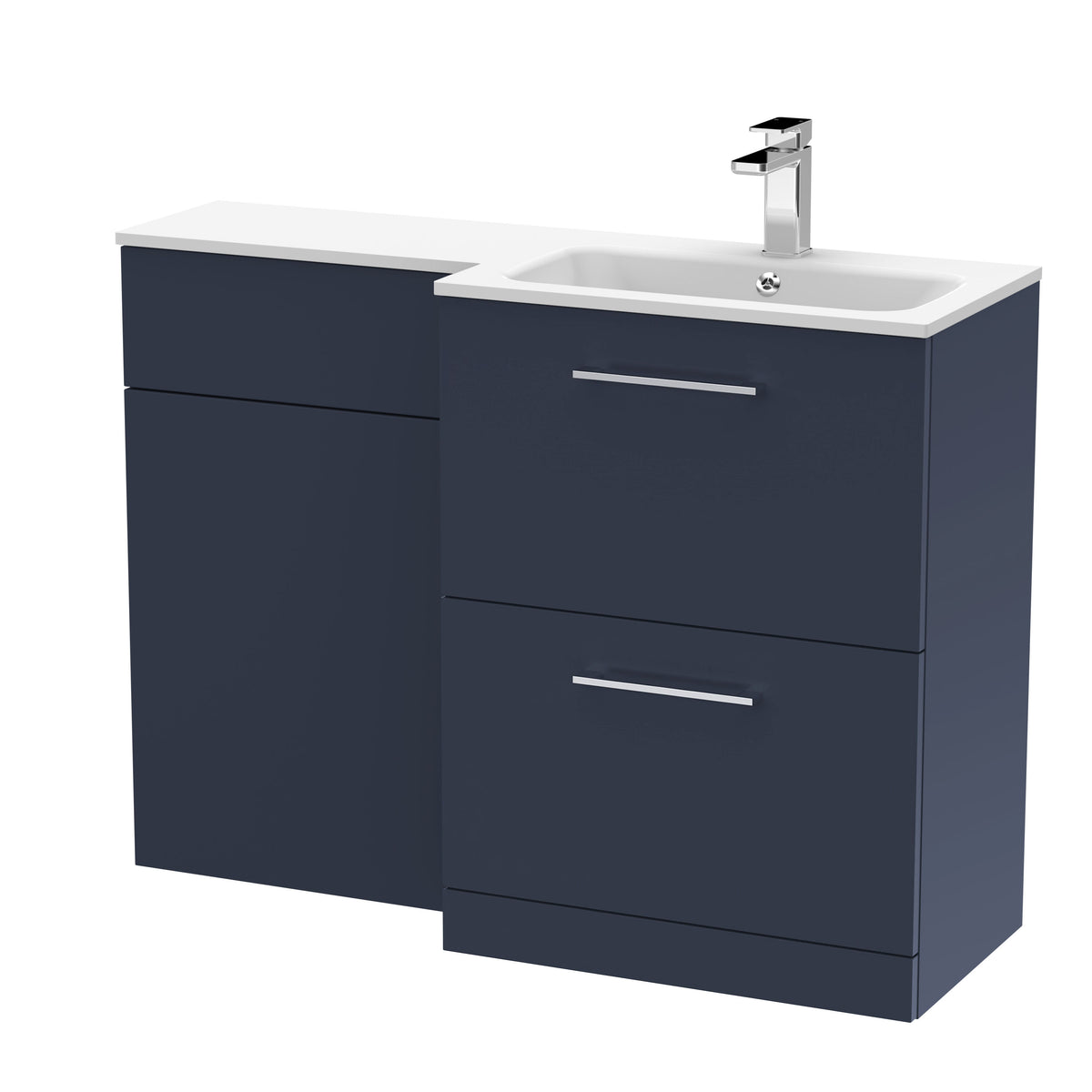 Nuie Arno 1100mm 2 Drawer Floor Standing Combination Vanity & WC Unit With L-Shaped Basin, photo 14
