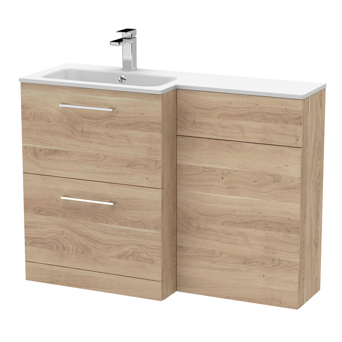 Nuie Arno 1100mm 2 Drawer Floor Standing Combination Vanity & WC Unit With L-Shaped Basin, photo 6