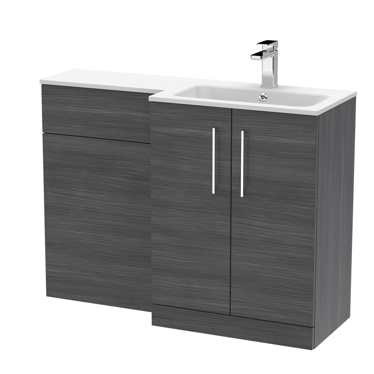 Nuie Arno 1100mm 2 Door Floor Standing Combination Vanity & WC Unit With L-Shaped Basin, photo 17