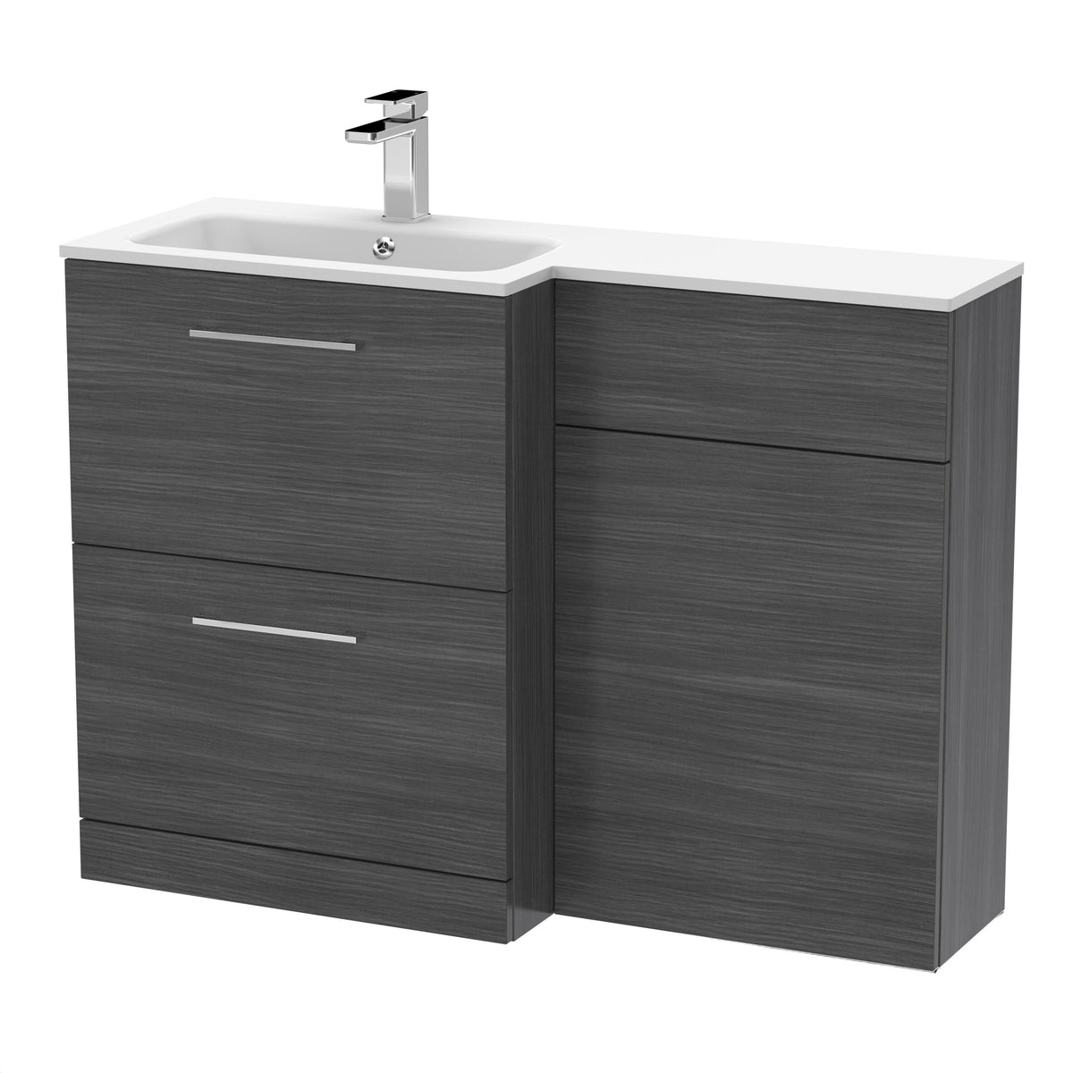 Nuie Arno 1100mm 2 Drawer Floor Standing Combination Vanity & WC Unit With L-Shaped Basin, photo 7