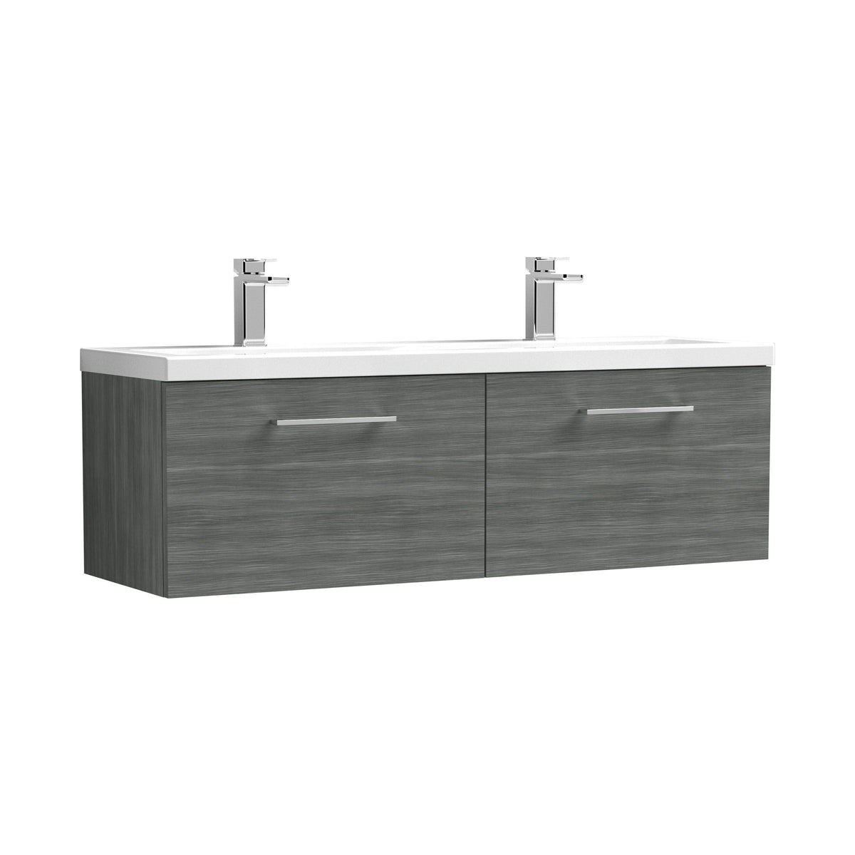 Nuie Arno 1200mm 2 Drawer Wall Hung Twin Vanity Unit With Basin, photo 8