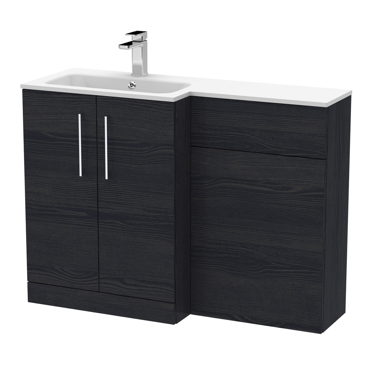 Nuie Arno 1100mm 2 Door Floor Standing Combination Vanity & WC Unit With L-Shaped Basin, photo 9