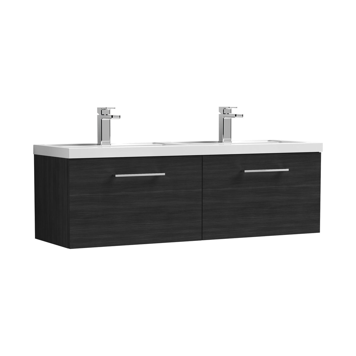 Nuie Arno 1200mm 2 Drawer Wall Hung Twin Vanity Unit With Basin, photo 9