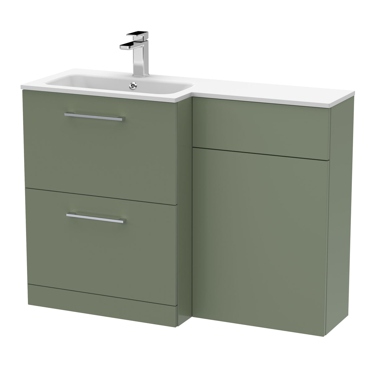 Nuie Arno 1100mm 2 Drawer Floor Standing Combination Vanity & WC Unit With L-Shaped Basin, photo 9