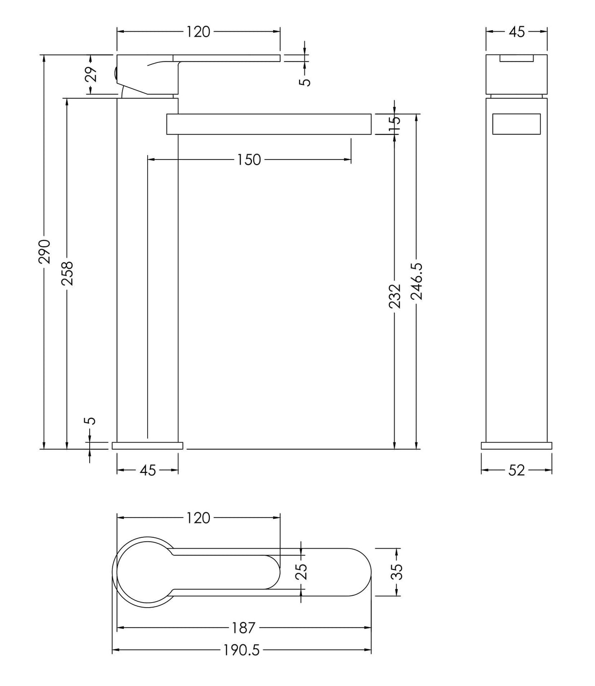 Nuie Arvan High Rise Mono Basin Mixer – Brushed Bronze, Matt Black, Brushed Pewter or Brushed Brass, photo 6