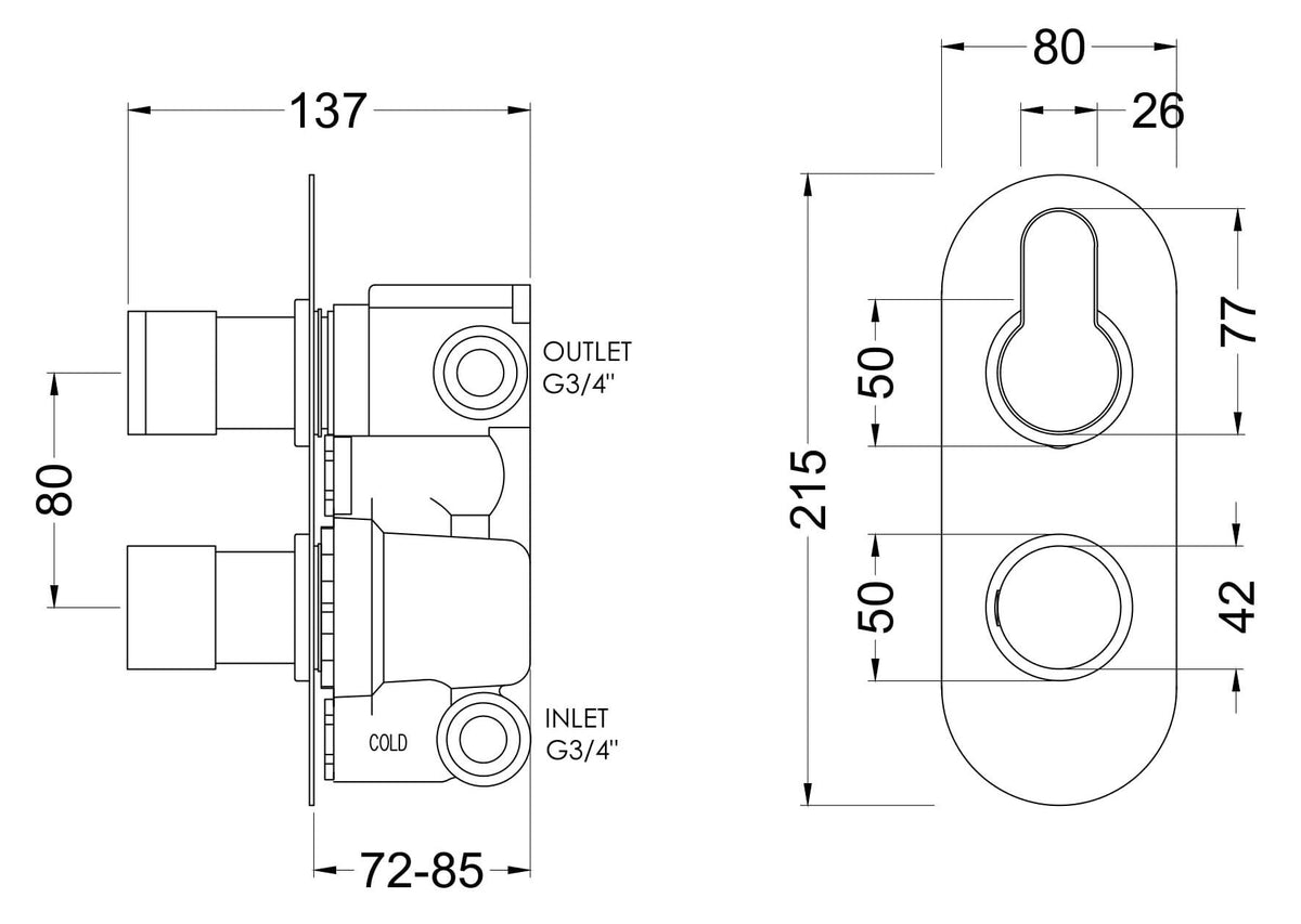 Nuie Arvan Twin Thermostatic Shower Valve With Diverter, photo 7