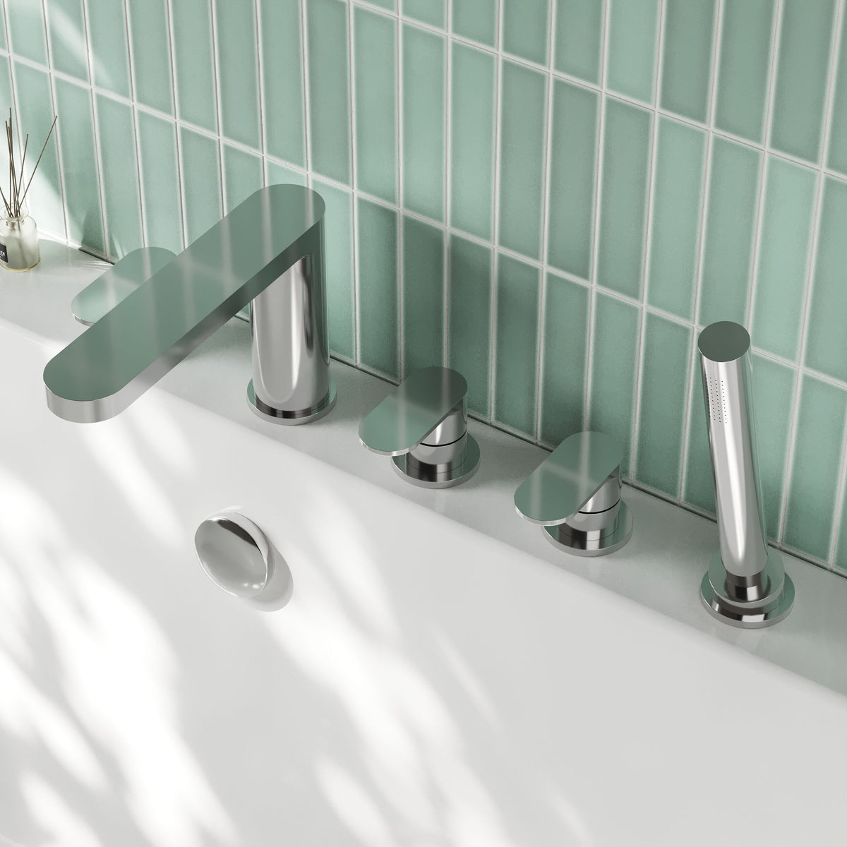 Nuie Arvan 5 Tap Hole Deck Mounted Bath Shower Mixer – Chrome, photo 4