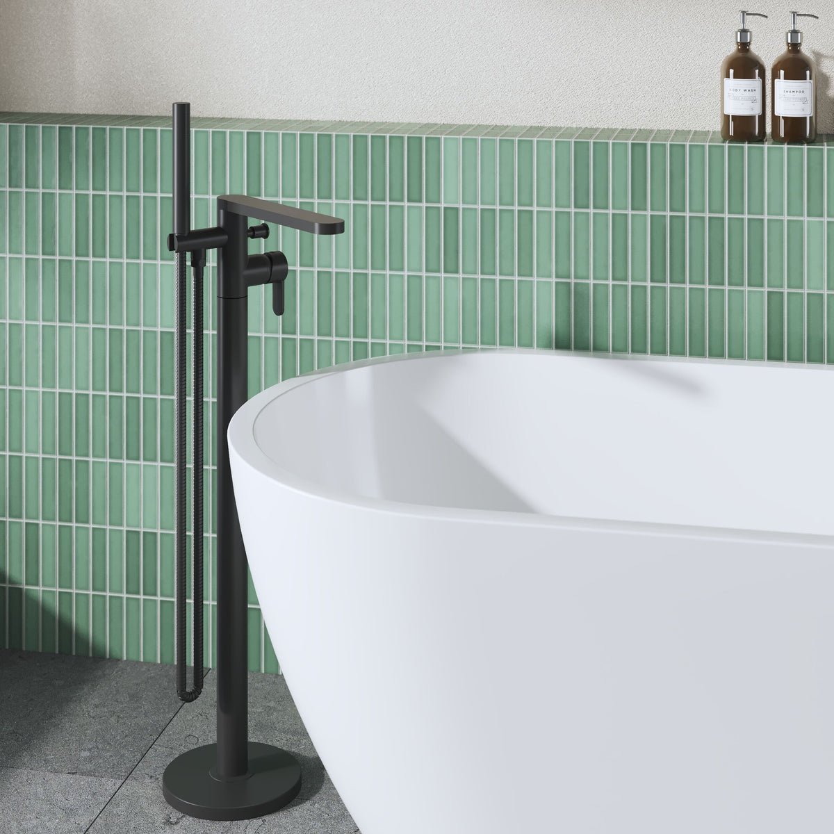 Nuie Arvan Free Standing Bath Shower Mixer – Matt Black