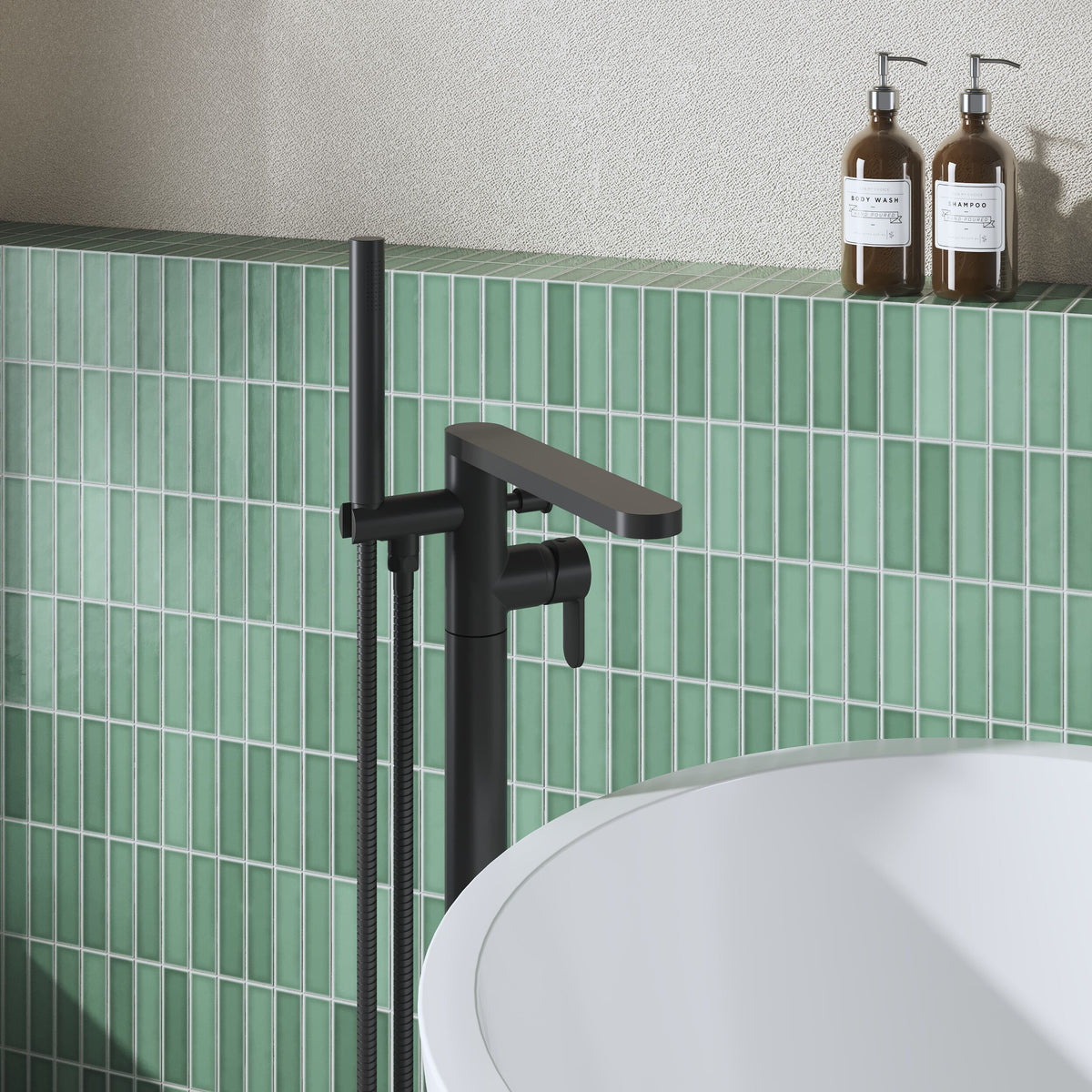 Nuie Arvan Free Standing Bath Shower Mixer – Matt Black, photo 4