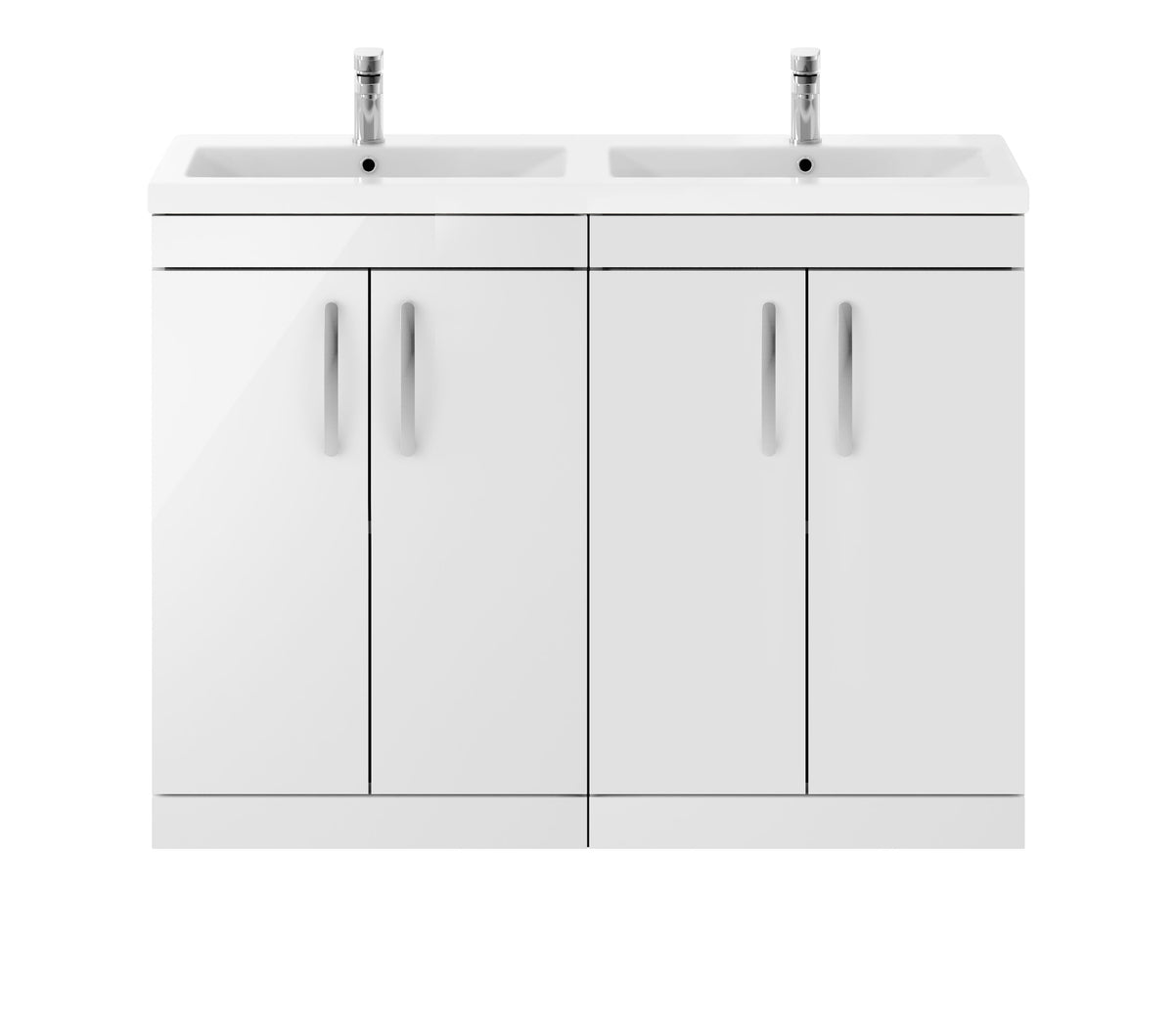 Nuie Athena 1200mm 4 Door Floor Standing Twin Vanity Unit With Basin, photo 4