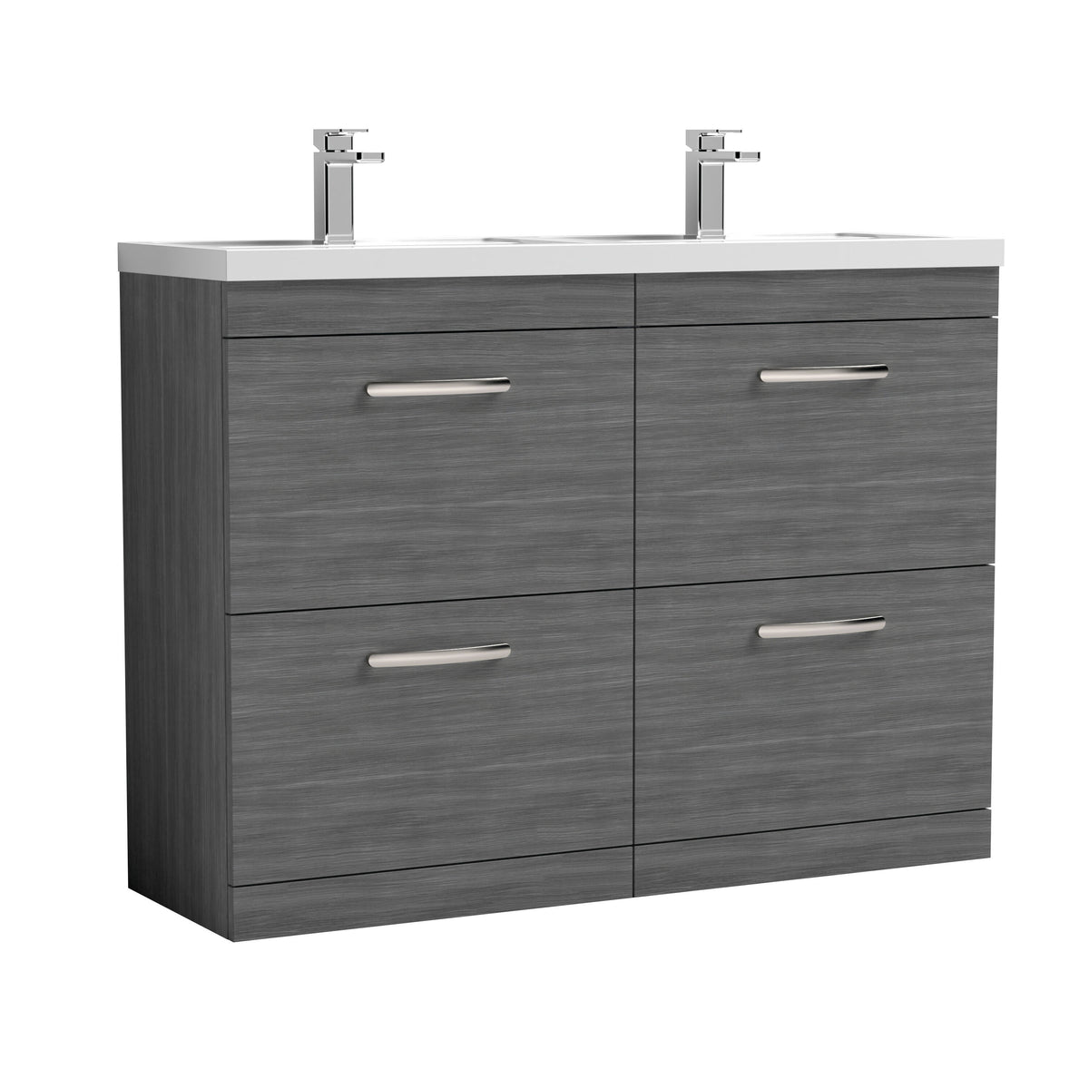 Nuie Athena 1200mm 4 Drawer Floor Standing Twin Vanity Unit With Basin, photo 6