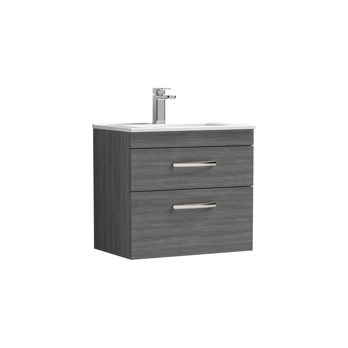 Nuie Athena 2 Drawer Wall Hung Vanity Unit With Basin – 500mm, 600mm & 800mm, photo 6