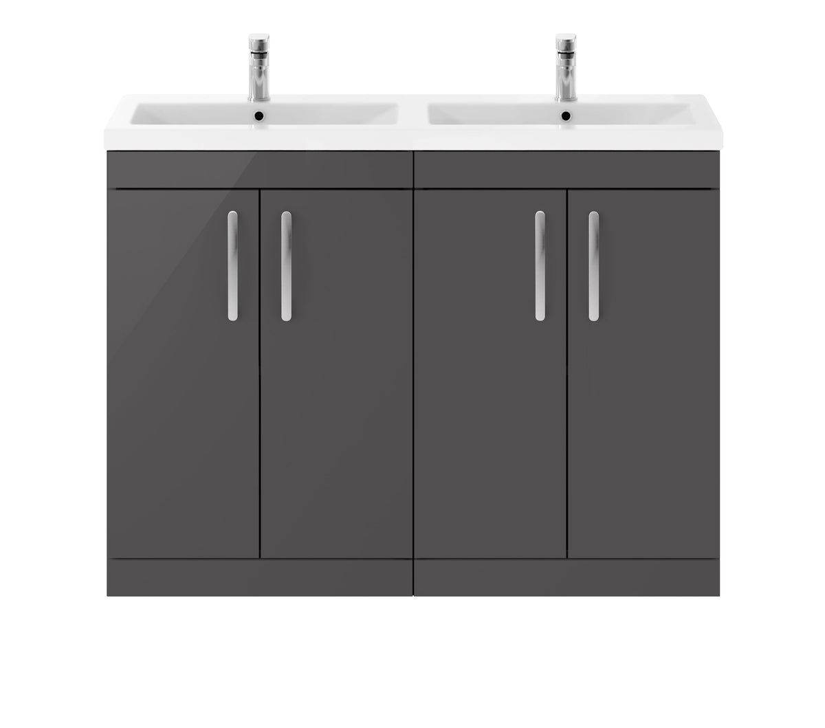 Nuie Athena 1200mm 4 Door Floor Standing Twin Vanity Unit With Basin, photo 5