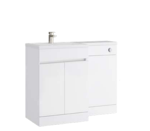 Kartell K-VIT Atlantis 1100mm L Shaped Door Unit Left Hand Furniture Pack White (Cistern Included) (ATL500LSWC - ATL600LSVU - FUR430NEW - ACC001N)