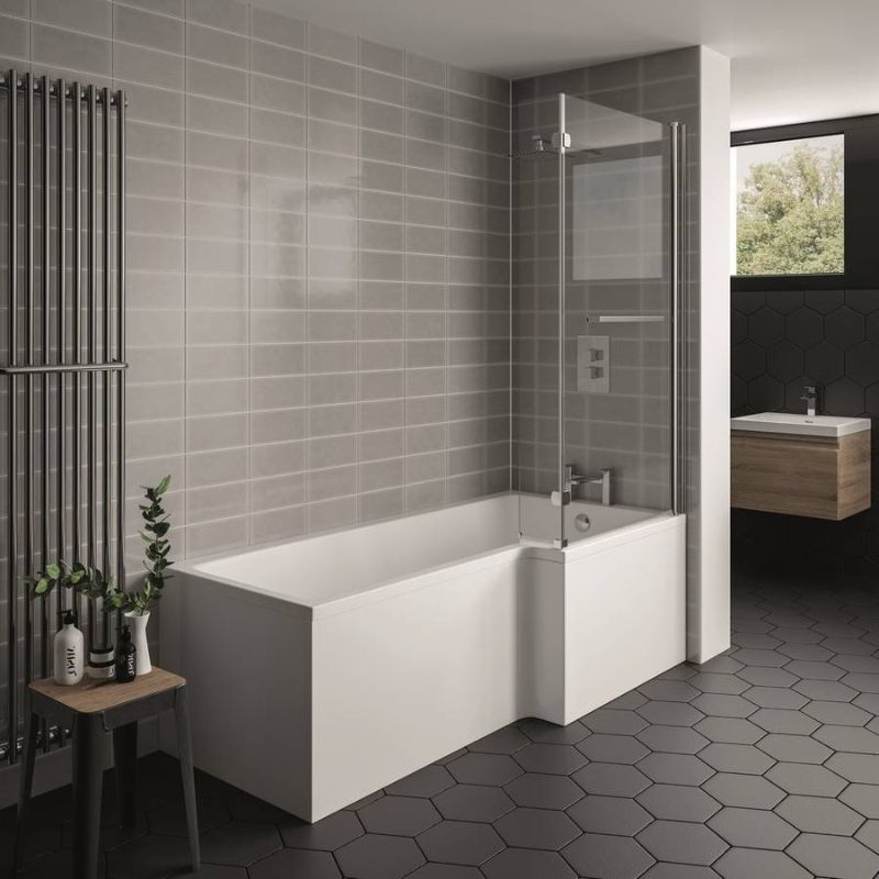 Kartell K-VIT Elite L-Shaped Shower Bath 1700x850mm Right Hand (BAT151ELB)