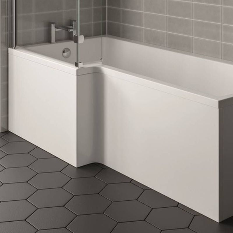 Kartell K-VIT Elite L-Shaped Shower Bath Front Panel 1800mm-White Gloss (BAT157EL)