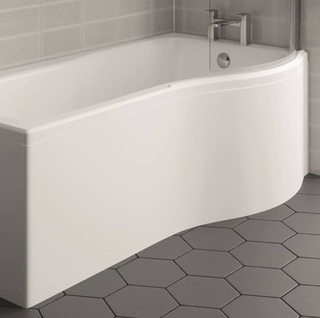 Kartell K-VIT Oblique P-Shaped Shower Bath 1700 x 850mm Left or Right Handed (BAT1600B)(BAT1610B)