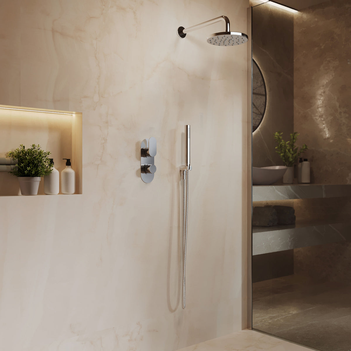 Nuie Binsey Twin Thermostatic Shower Valve With Diverter – Chrome
