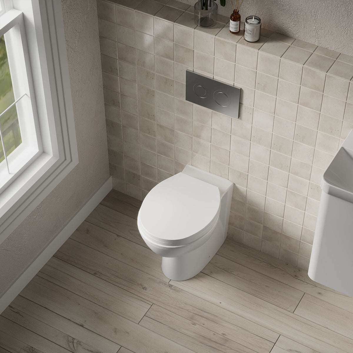 Nuie Melbourne Round Back to Wall Toilet Pan – White, photo 4