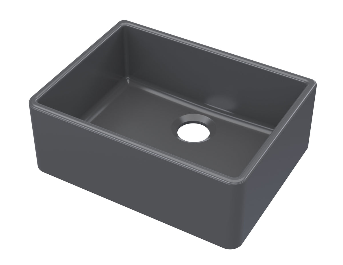 Nuie Fireclay Single Bowl Butler Sink With Offset Waste – 595 x 450mm & 795 x 500mm, photo 3