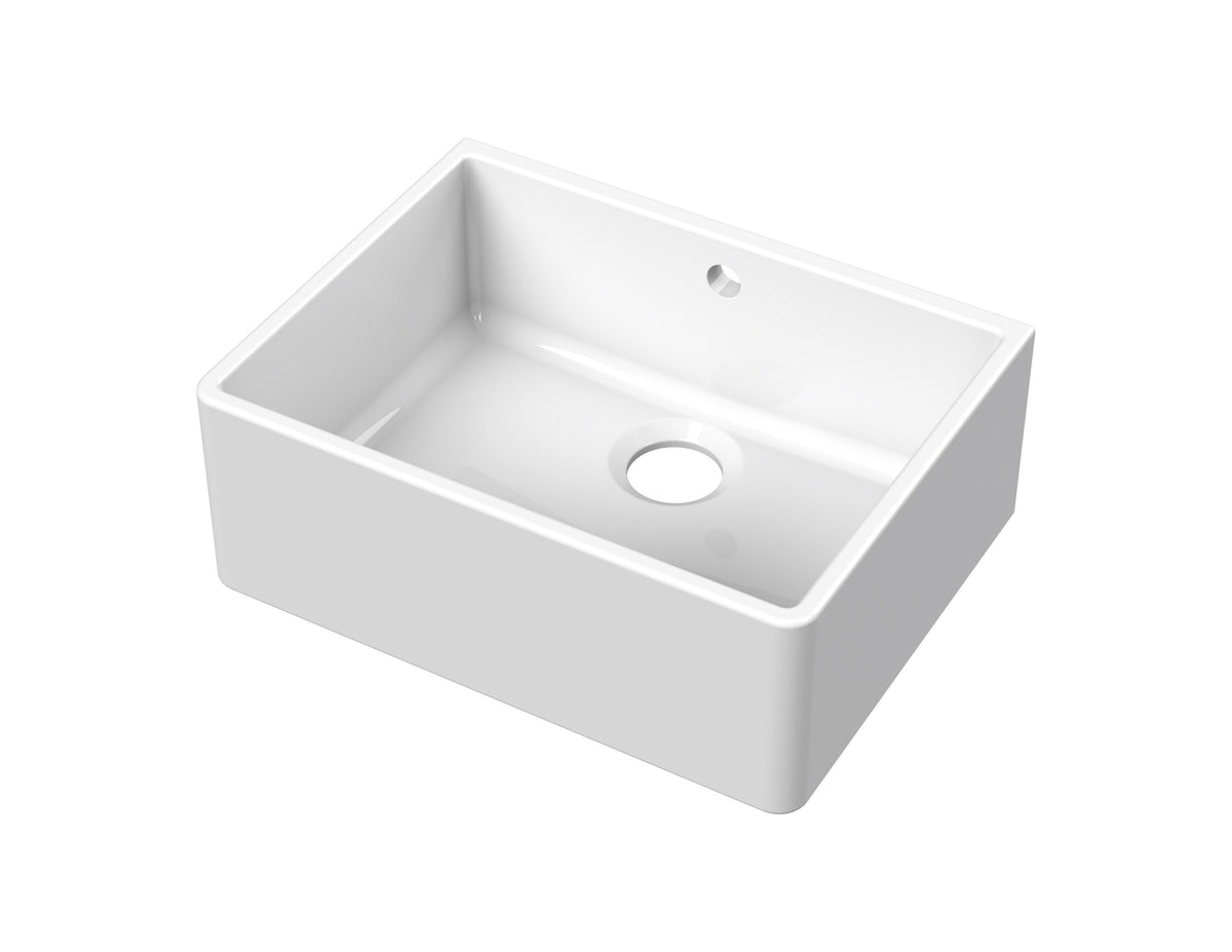 Nuie 595 x 450mm Fireclay Single Bowl Butler Sink – White, photo 2