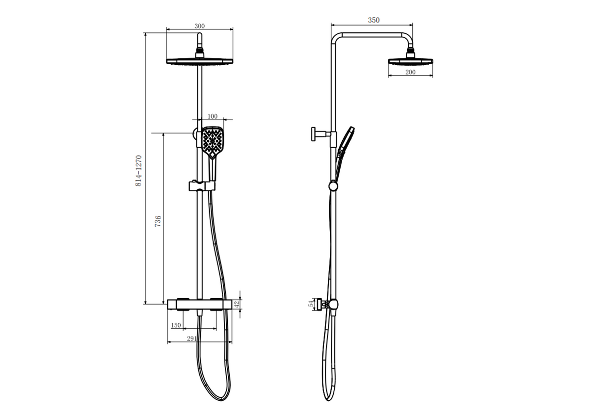 Kartell K-VIT Kolt Option 2 Thermostatic Bar Shower with Adjustable Slide Rail Kit- Chrome (SHO301KCP-SHO302KCP))