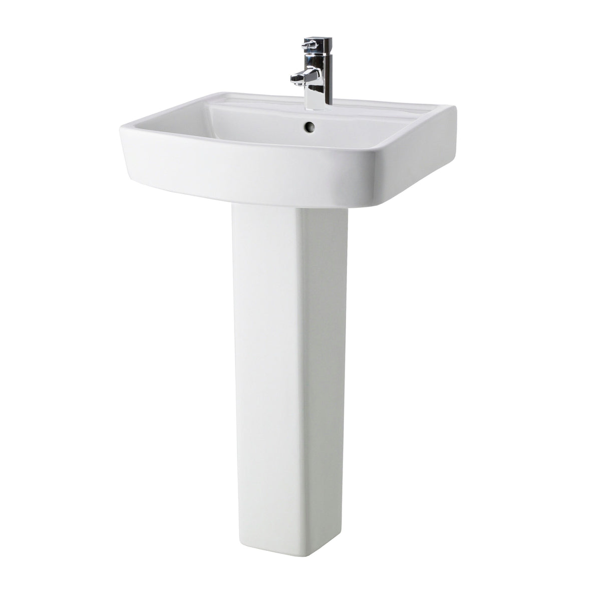 Nuie Bliss 1 Tap Hole Ceramic Basin & Pedestal – 520mm & 600mm, photo 2
