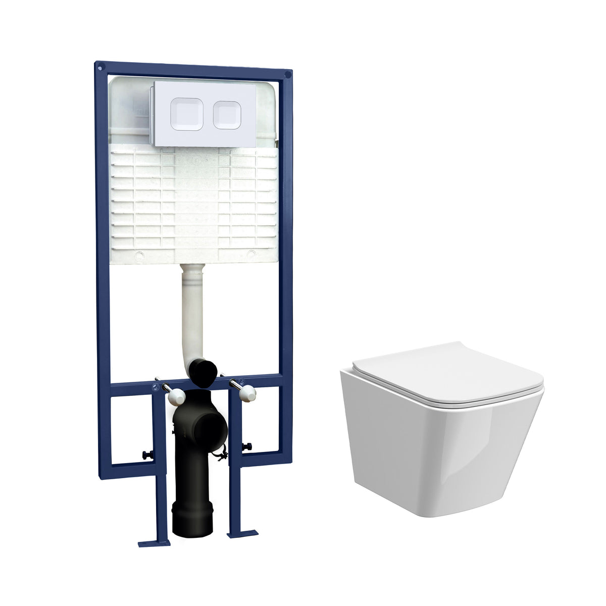 Nuie 5in1 Round Wall Hung Pan & Concealed Cistern With Cistern – White/Chrome, White or White Brushed Brass, photo 2