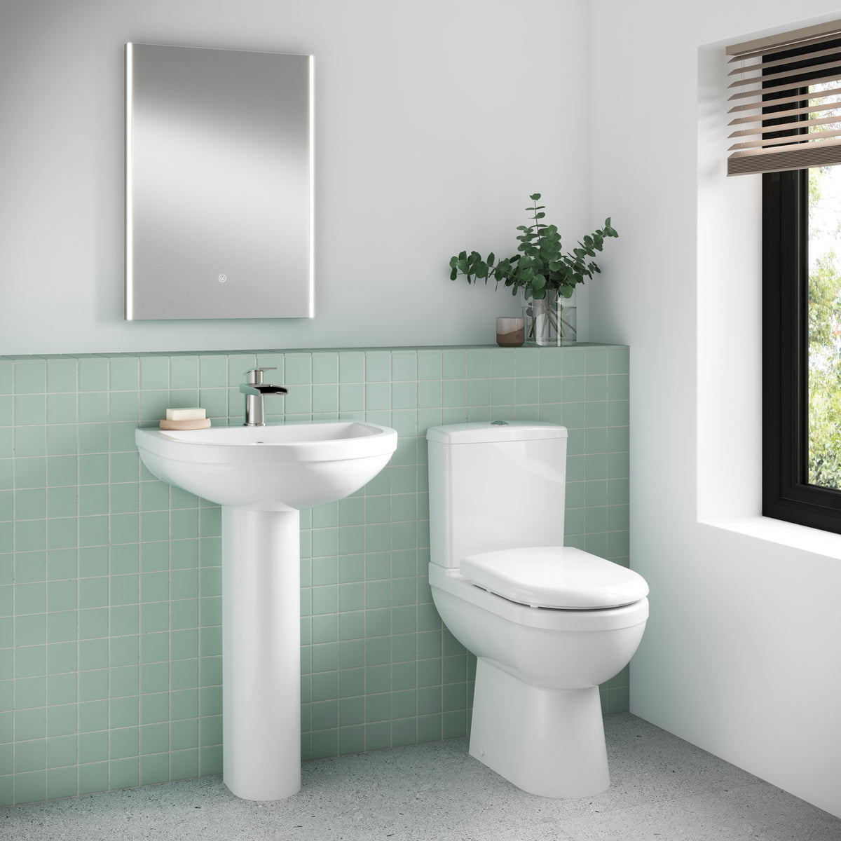 Nuie Ivo 550mm 1 Tap Hole Ceramic Basin & Pedestal – White