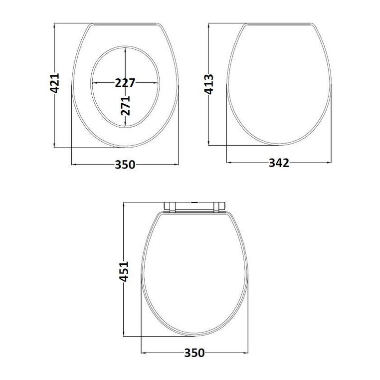 Nuie Classique Round Wooden Soft Close Traditional Toilet Seat With Quick Release Hinge – Soft Black, Satin White, Satin Grey or Satin Green, photo 6