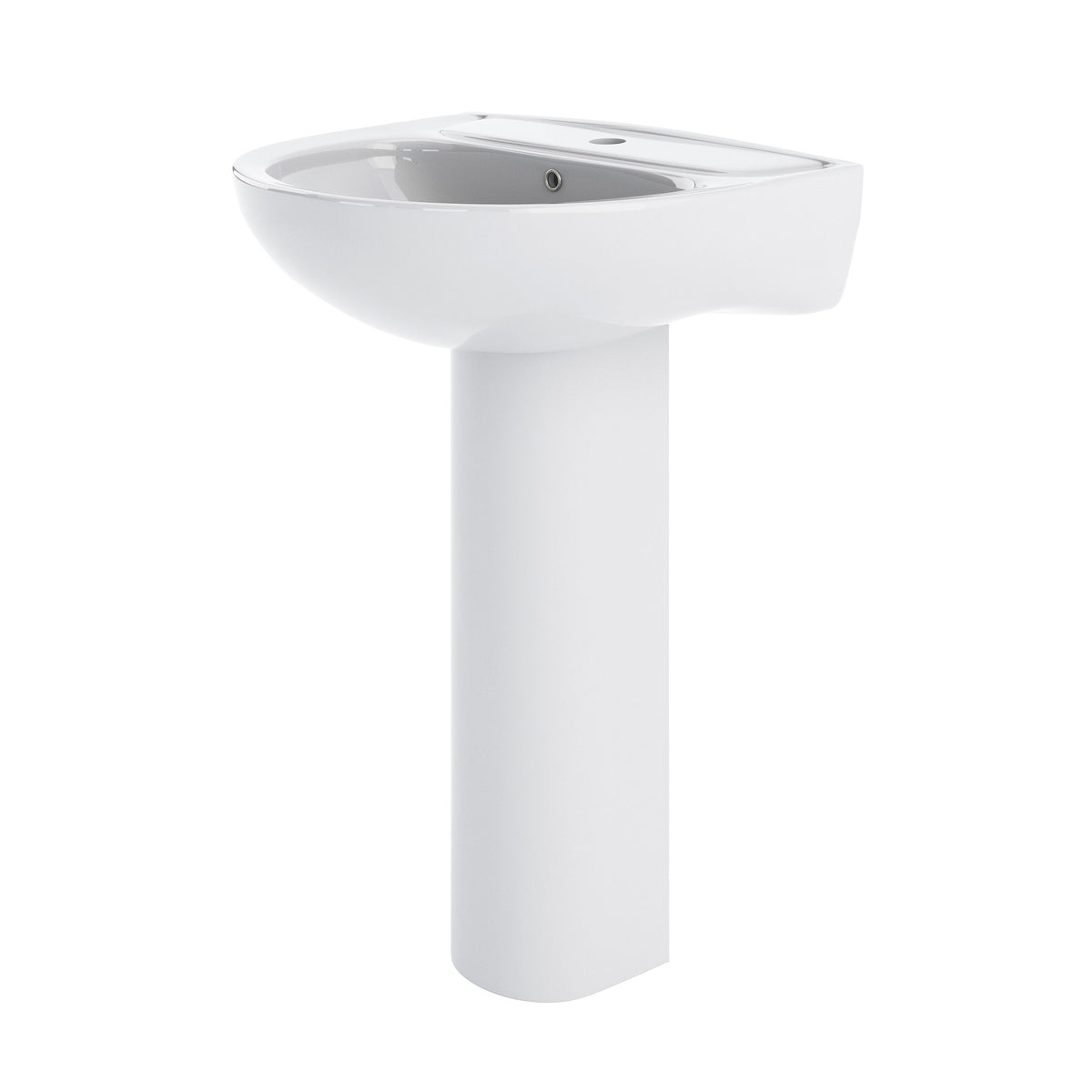 Nuie Lawton 550mm 1 Tap Hole Ceramic Basin & Pedestal – White, photo 2