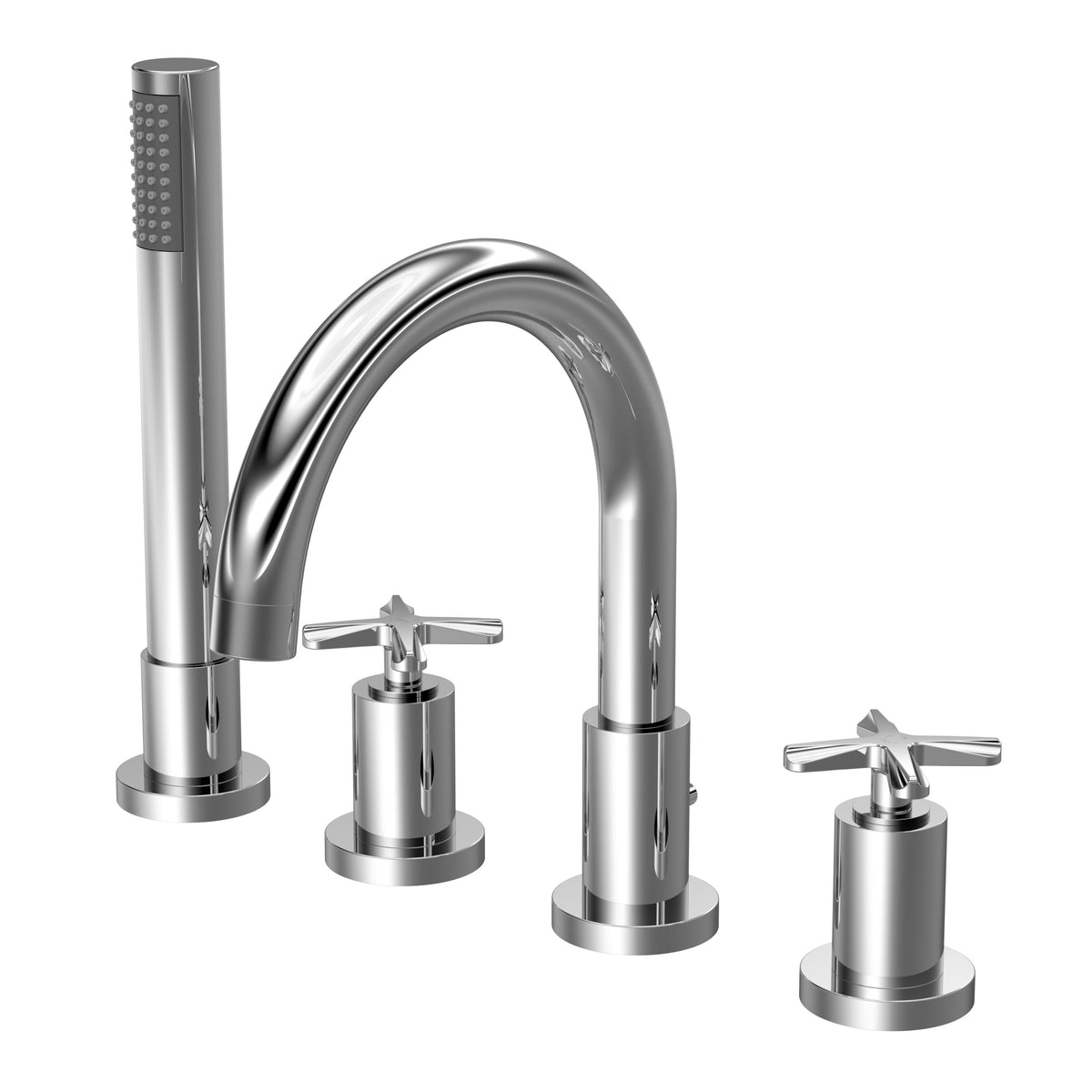Nuie Aztec 4 Tap Hole Bath Mixer Tap With Shower Kit – Chrome, photo 2