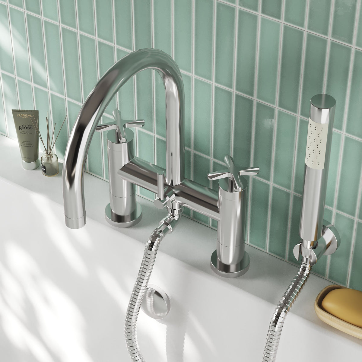 Nuie Aztec Deck Mounted Bath Shower Mixer – Chrome, photo 4