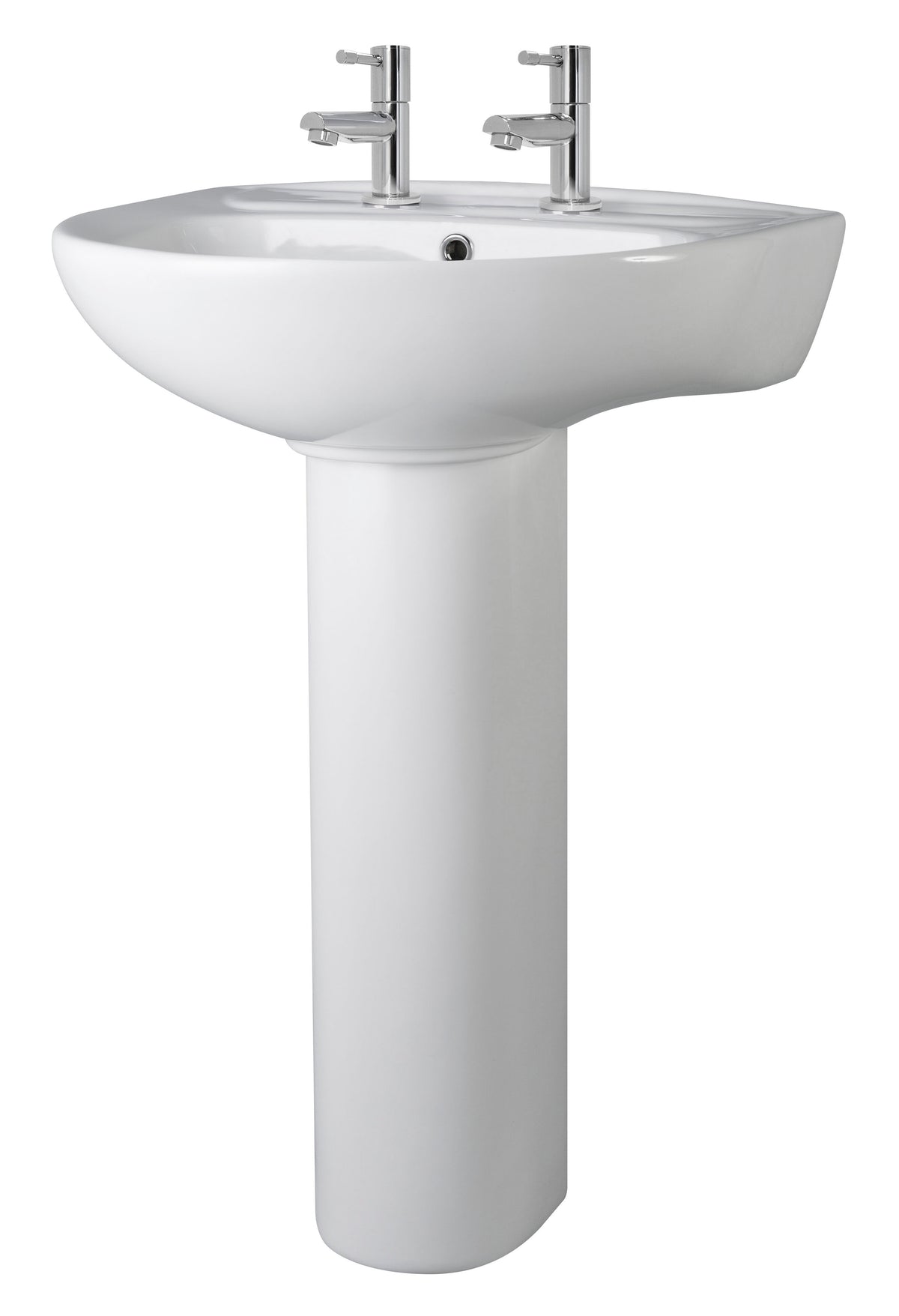 Nuie Melbourne 550mm 2 Tap Hole Ceramic Basin & Pedestal – White