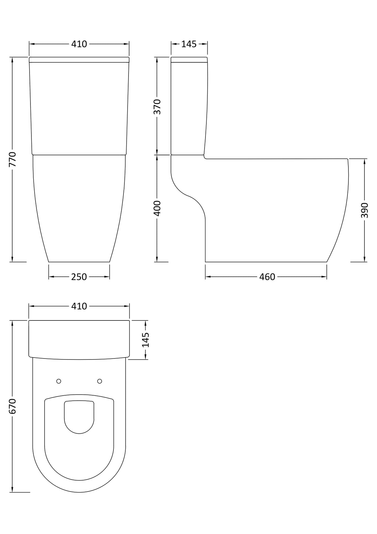 Nuie Provost Semi Flush to Wall Close Coupled Toilet Pan – White, photo 3