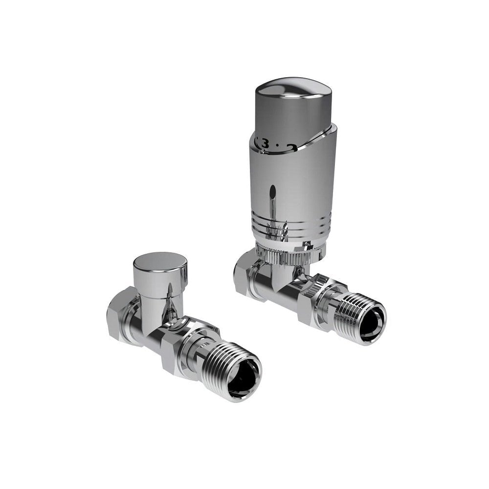 Kartell K-VIT K-Design thermostatic radiator valve twin pack in chrome – Straight