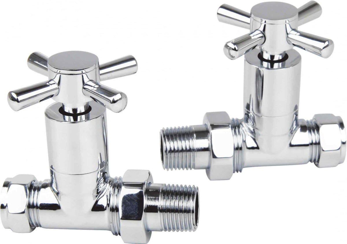 Kartell K-VIT Times Cross Head Manual Radiator Valves in chrome – Straight