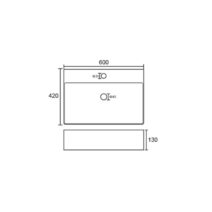 Kartell K-VIT Essential 600mm Counter Top Basin- White Gloss (CTB-ESS600)