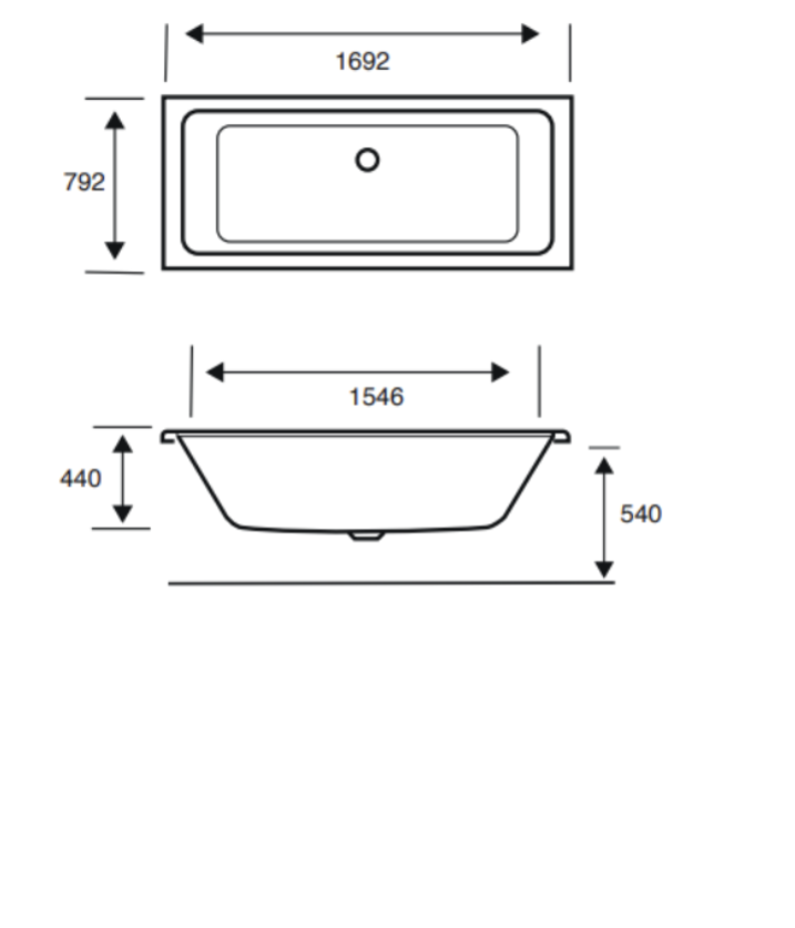 Carron Quantum 1700x800mm Double Ended Bath - White Gloss (02392)
