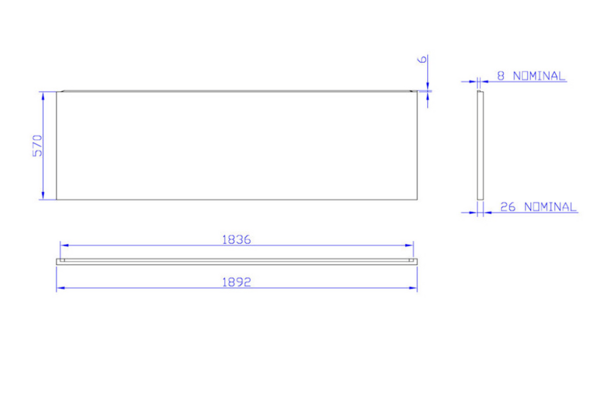 Carron 1900x570mm Front Bath Panel - White Gloss (02284)