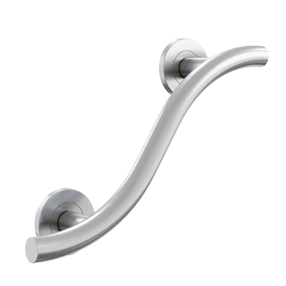 AKW 1200 Series Curved Satin Stainless Steel Grab Rail – Choice of Length