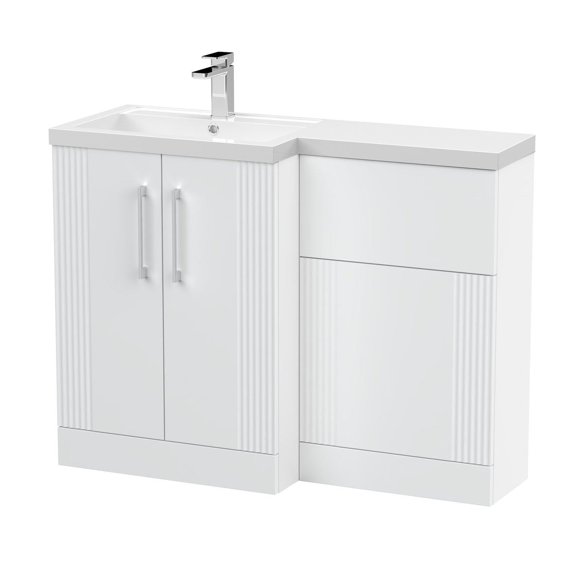 Nuie Deco 1100mm Floor Standing Combination Vanity & WC Unit With L-Shaped Basin