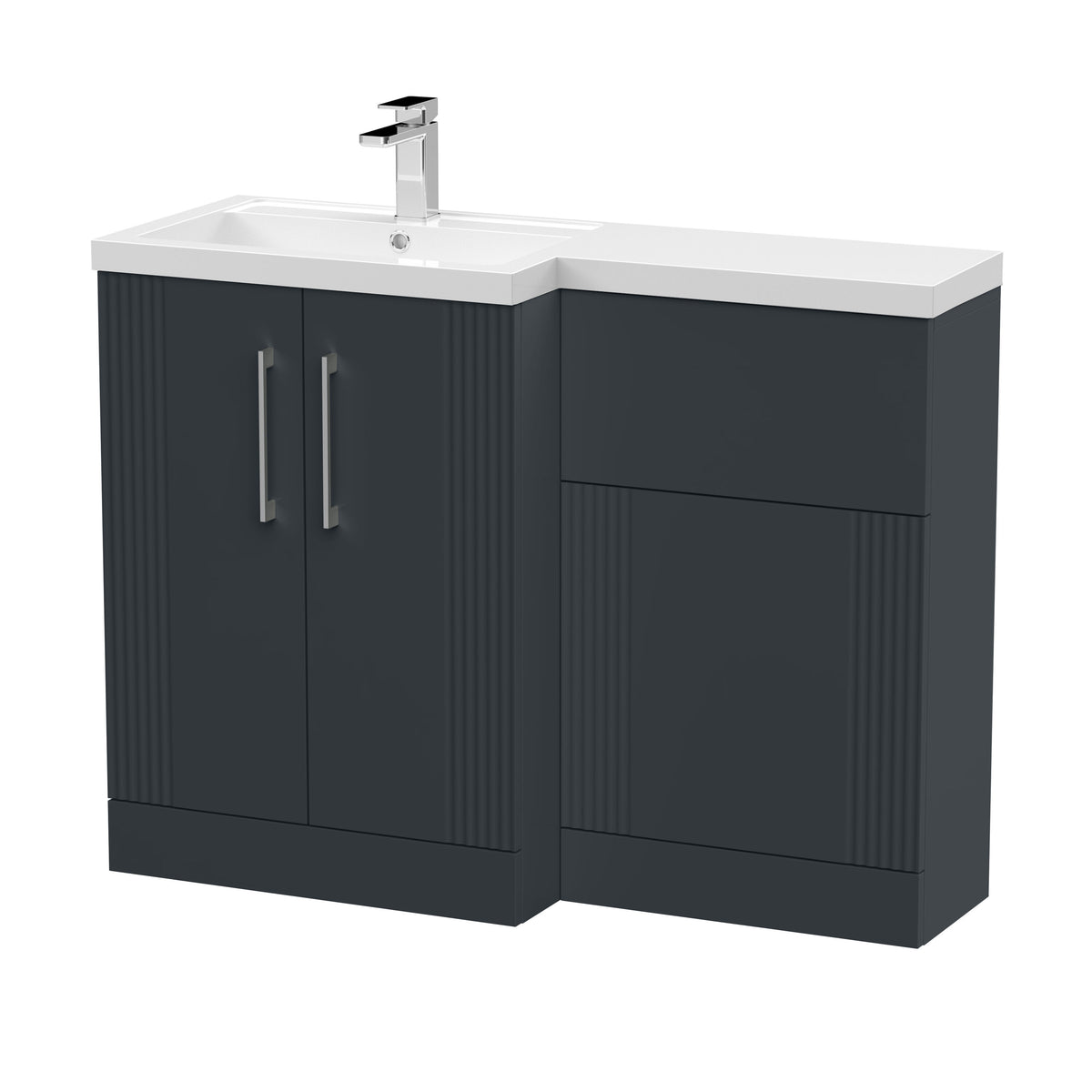 Nuie Deco 1100mm Floor Standing Combination Vanity & WC Unit With L-Shaped Basin, photo 2