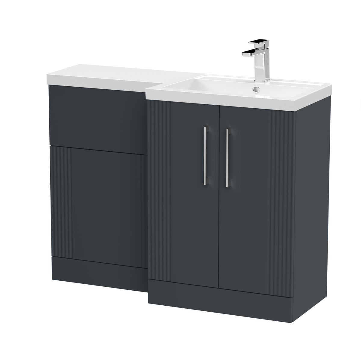 Nuie Deco 1100mm Floor Standing Combination Vanity & WC Unit With L-Shaped Basin, photo 7